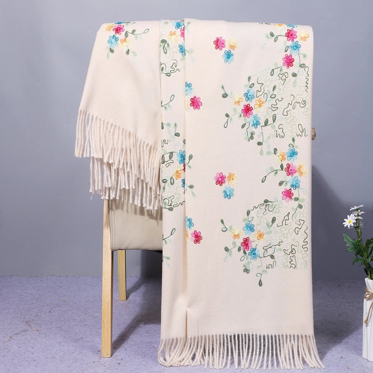 Cambridge Floral Cashmere Shawl