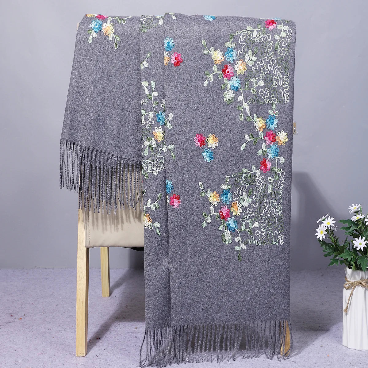 Cambridge Floral Cashmere Shawl