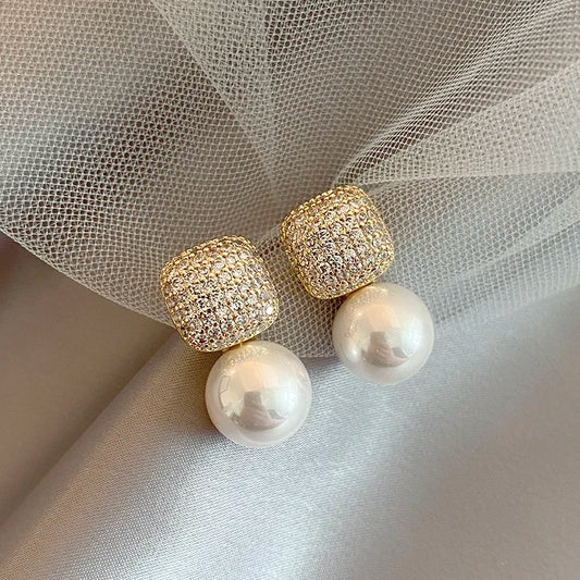 Seraphina Pavé Pearl Earrings